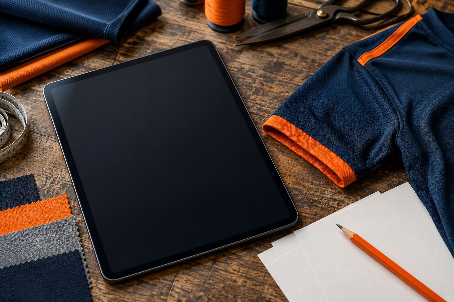 Product reference preparation with blank tablet and garment sleeve
