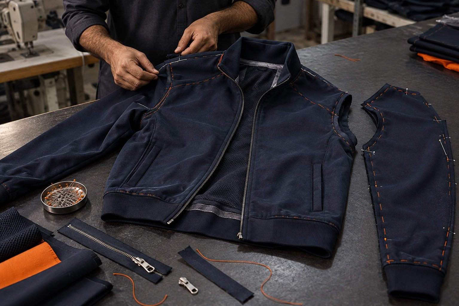 Training jacket prototype and separated sleeve panel